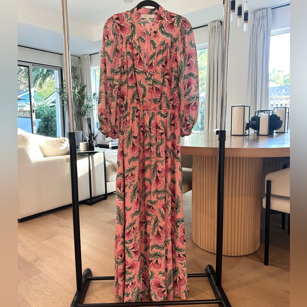 Corey Lynn Calter Pink and Green Floral Maxi Dress